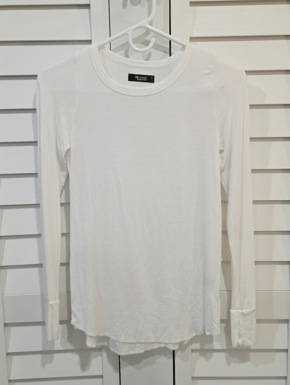 Michael Lauren - Alick Core - Fitted Strechy Ribbed Long Sleeve Top - Sz. S